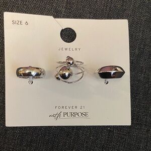 Forever 21 Metallic Silver Ring Set